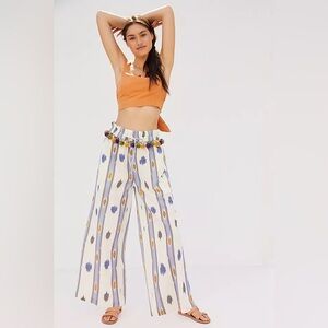 Anthropologie Ollari Pom Pom Wide-Leg Pants NWT